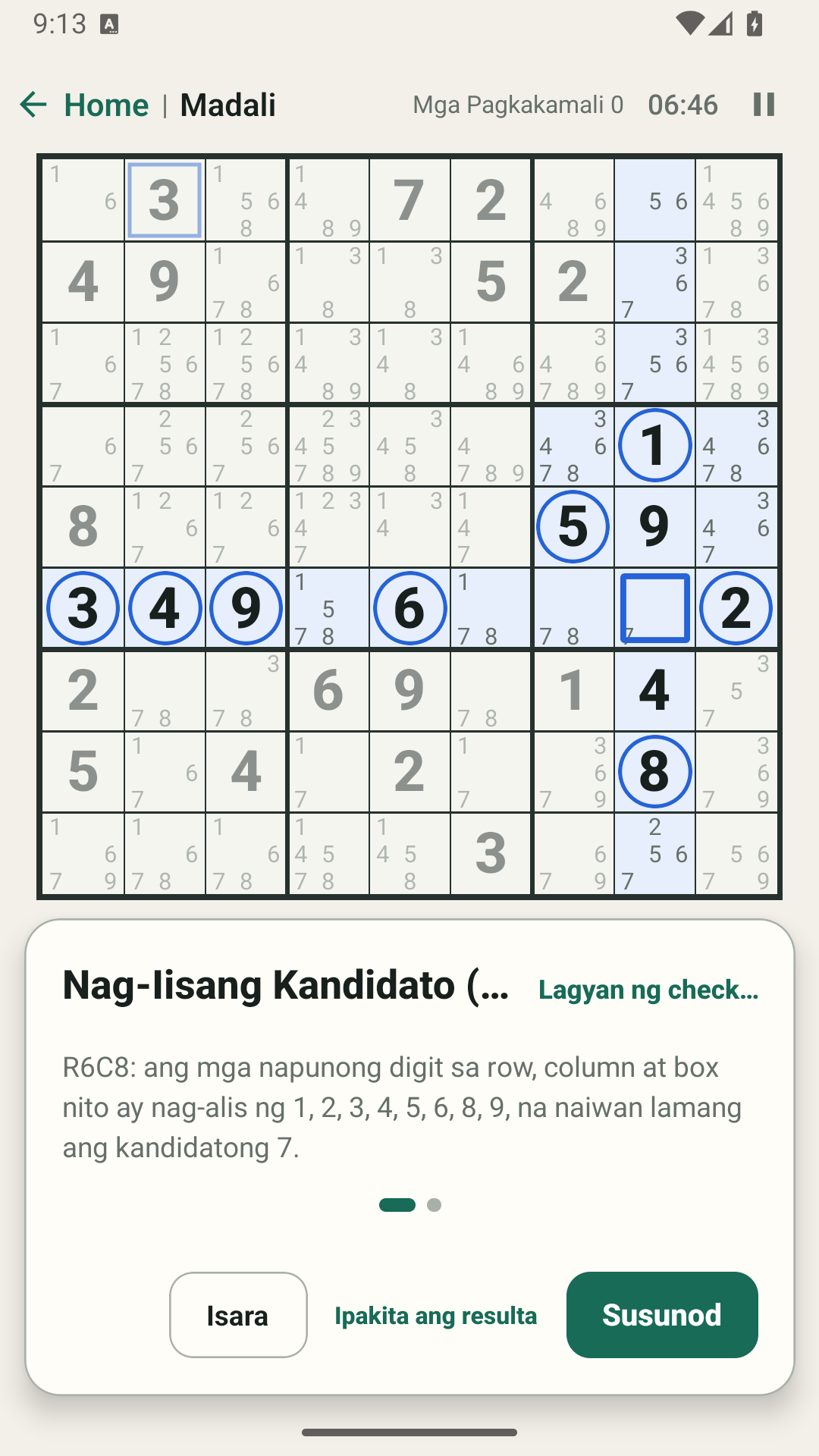 Smart Hint na nagpapaliwanag ng lohikal na pangangatwiran sa Filipino, hakbang-hakbang.