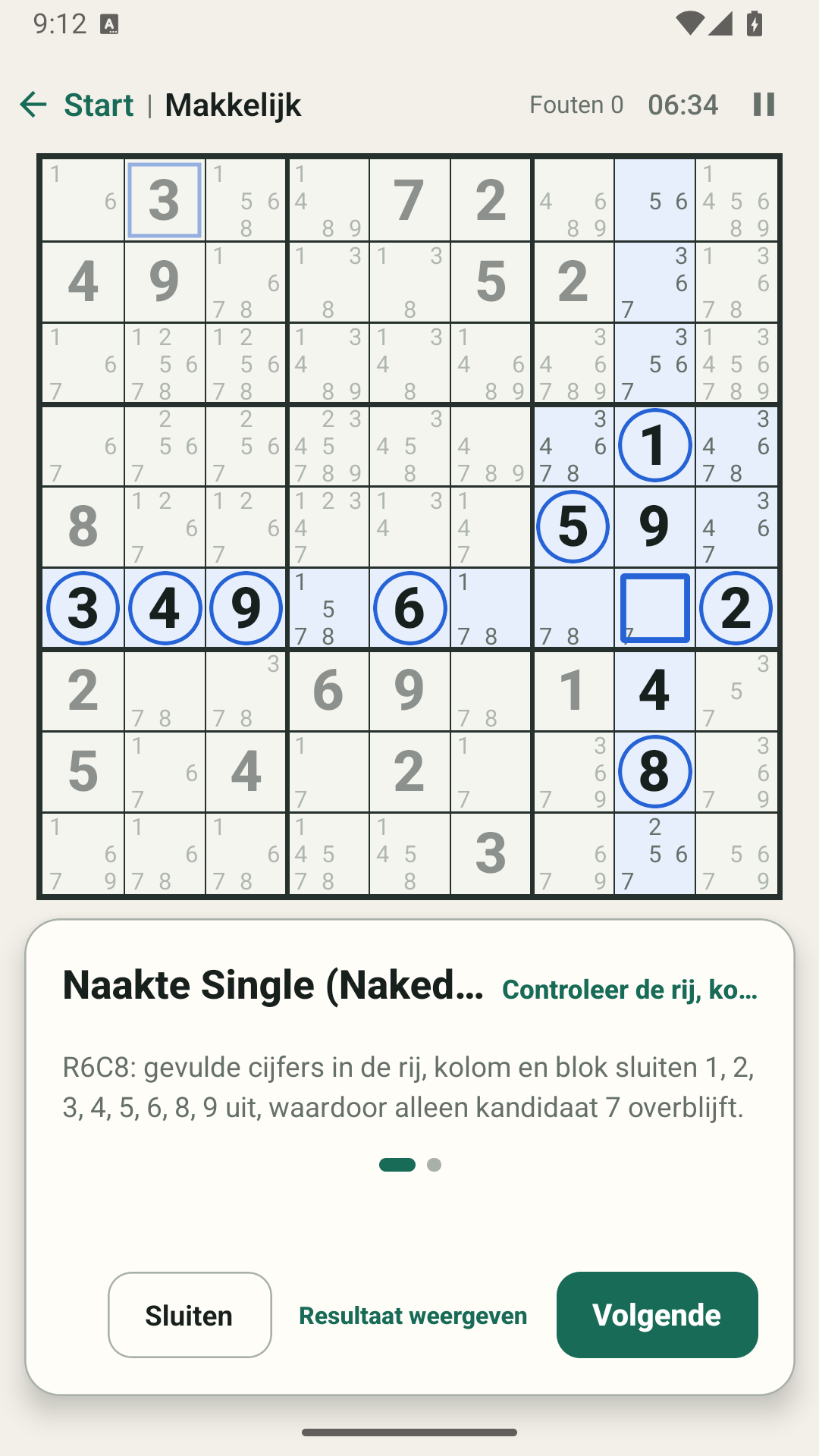 Een slimme hint legt de logische redenering stap voor stap uit in het Nederlands.