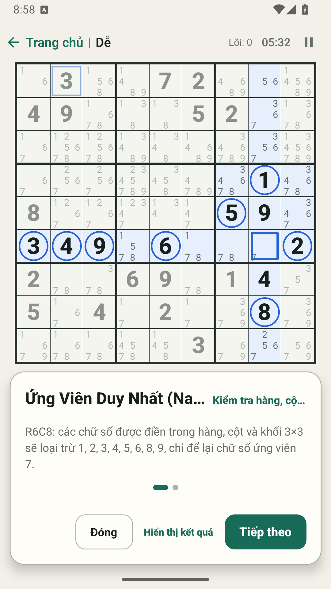 Gợi ý thông minh giải thích từng bước suy luận bằng tiếng Việt.